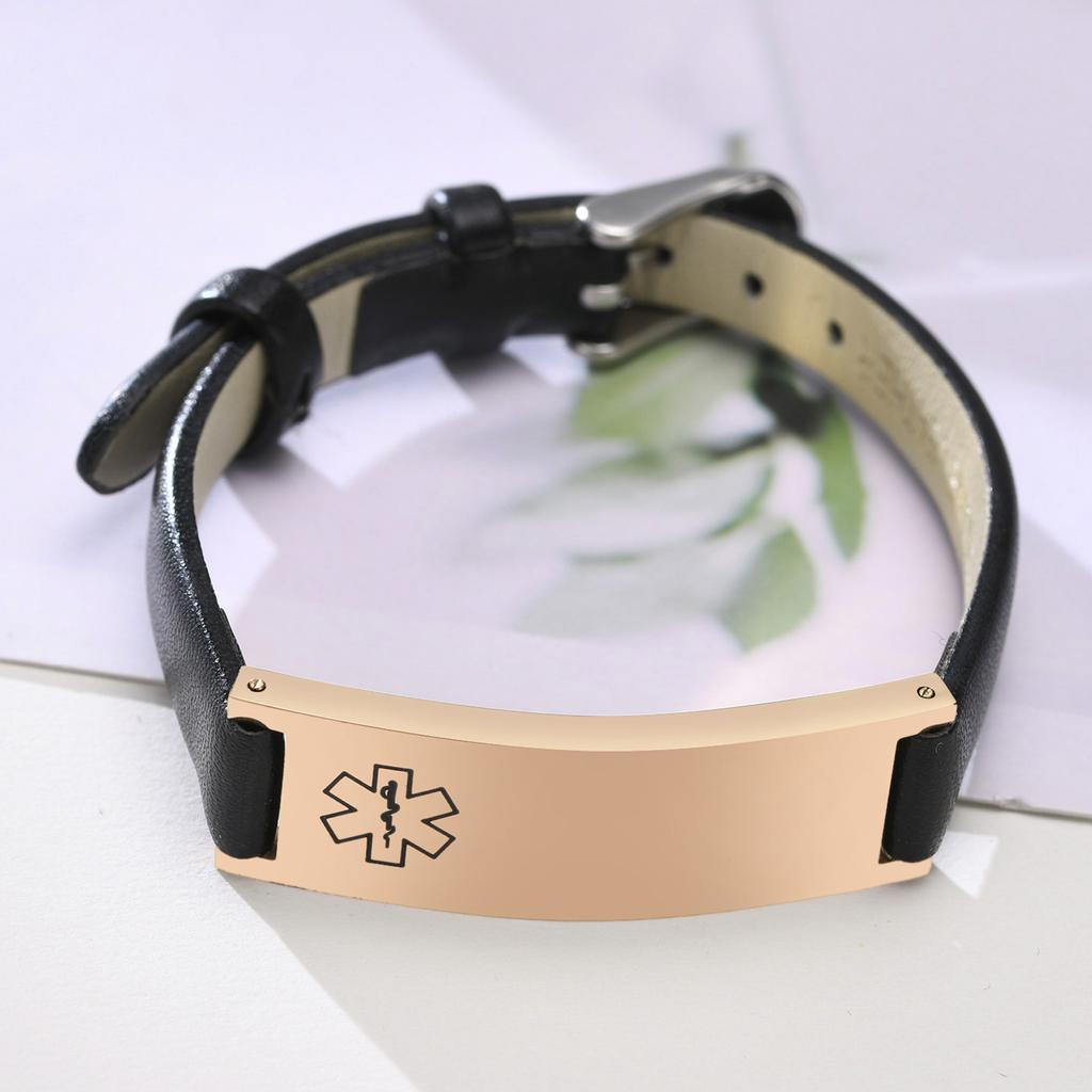 Free Engraving Medical Alert ID Bracelets Womens, Customized Adjustable Leather Chain Wrap Bracelets for Anxiety Type 2 Diabetes