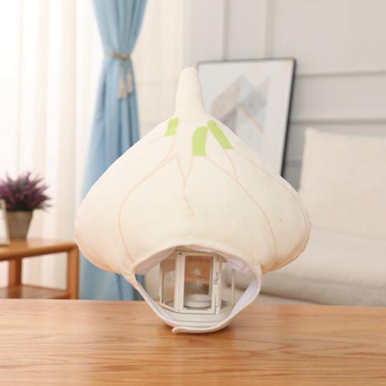 Cartoon Headgear Cute Soft Garlic Head Hat Holiday Performance Headwear Unisex Cloth Headdress Photography Cosplay Props Halloween Gift