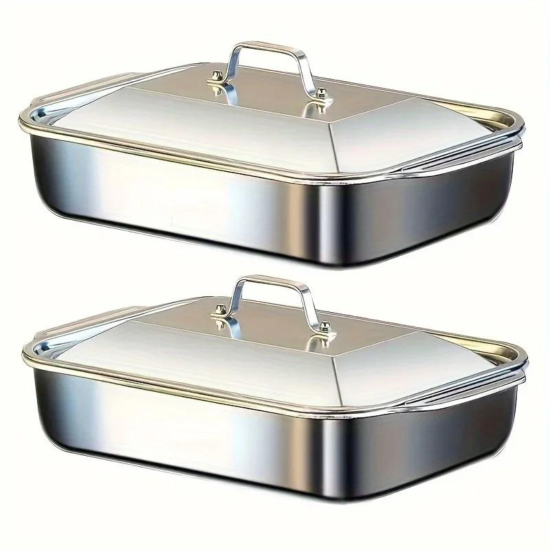 Deep Baking Sheet Stainless Steel Roasting Pan Non-Stick Grilling Trays Oven Accessories Baking Tools Kitchen Accessories