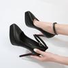 Damen High Heels 2026 Sommer schmaler Absatz wasserdichte Plateau schwarze Arbeitsschuhe 12cm Single Shoe Damen