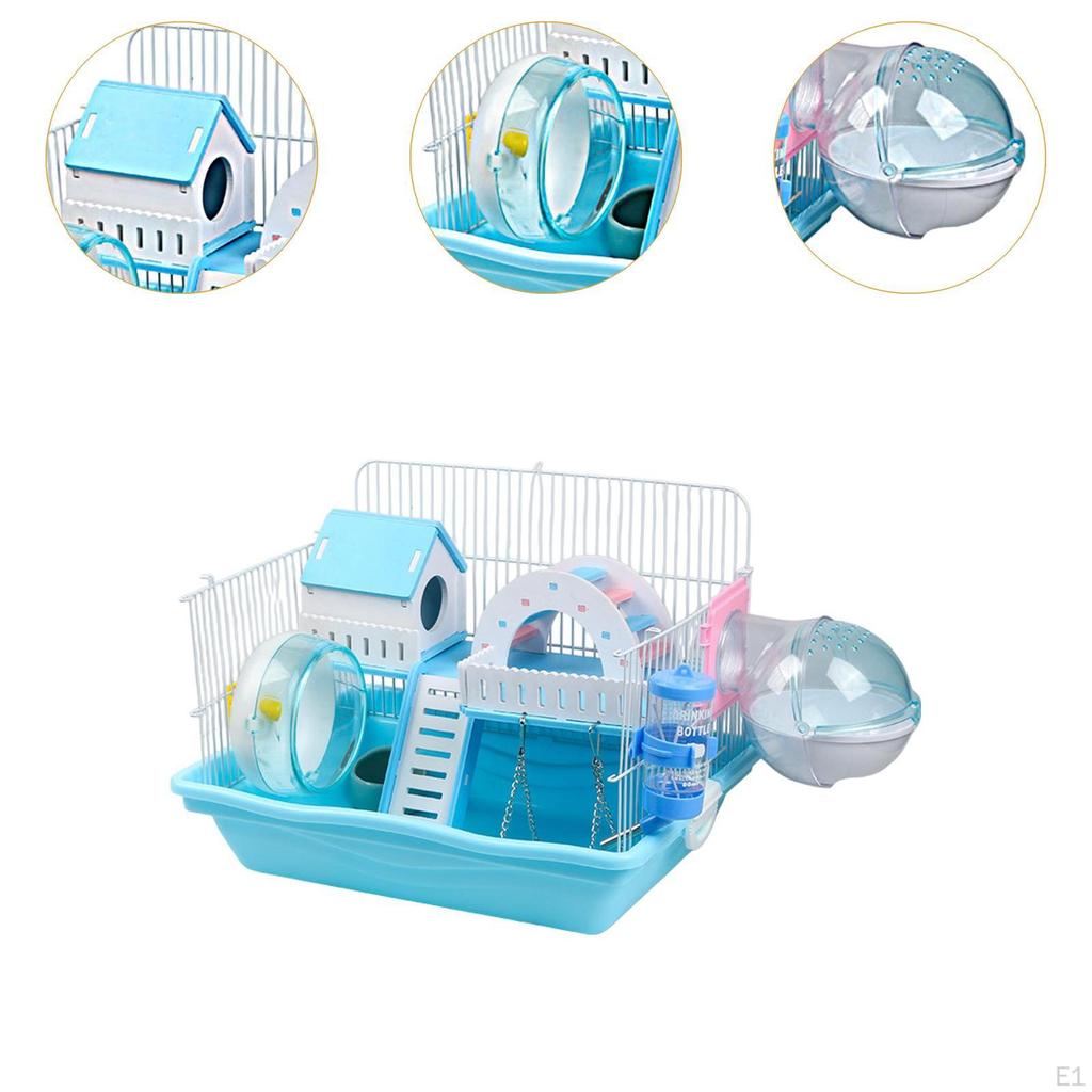 Small Animal Cage Guinea Pig with Exercise Wheel, Swing, Bathroom Hide House Hamster Gerbil