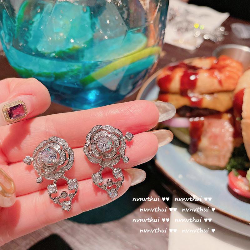 Sparkling Rose Water Drop Gemstone Necklace, Designer Spinel Zircon Rose Ring Bracelet Plated 18K Gold