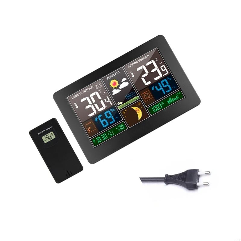 Color LCD Display Weather Clock Featuring Radio Sync Realtime Indoor and Outdoor Temperature Humidness Monitoring Easy to Use