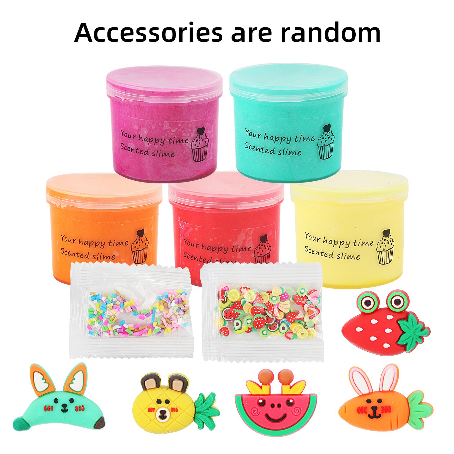 

5 шт., милые фрукты, хлопковое пюре, слизь, мультяшный фруктовый набор, 350 мл, доступны для развлечений и отдыха