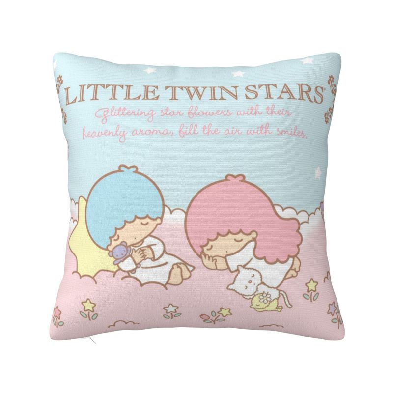 Sanrio Little Twin Stars Anime Cover 45x45cm Soft Lala Cartoon Kiki Cute Throw Pillow for Sofa Square Pillowcase Decoration