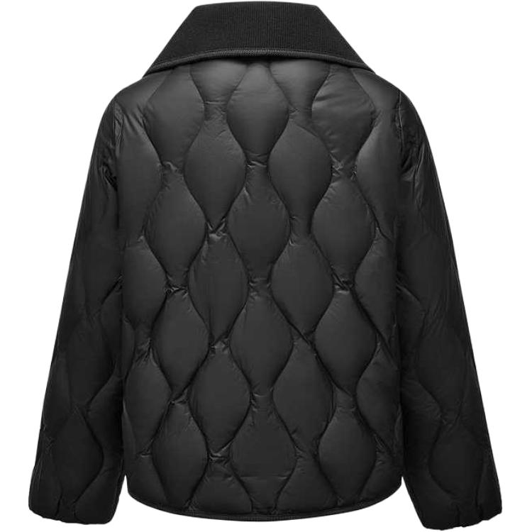 Skechers Solid Color Fashion Versatile Slimming Comfortable Down Jacket Women Outerwear Carbon-Black L424W180-0018