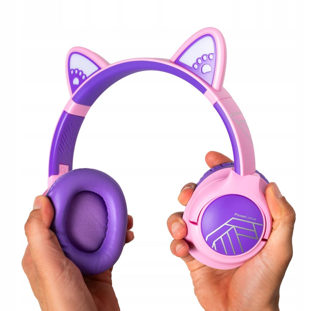 PowerLocus Bobo CAT Wireless LED AUX Headphones for Kids