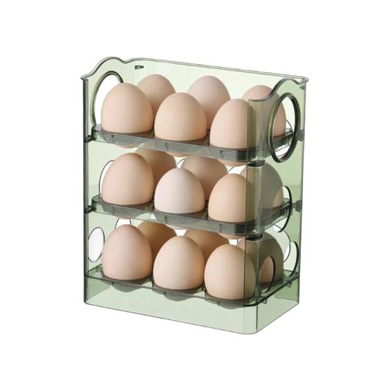 Dreistufiger Eierorganizer für den Kühlschrank Eieraufbewahrungsbox mit Datumsanzeige Eierregal für 30 Eier oder 18 Eier für den Kühlschrank