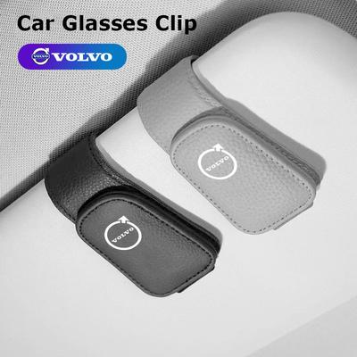Car Sunglasses Holder Magnetic Leather Glasses Card Ticket Clip For ES90 EC40 EX40 EM90 XC90 V90 V60 XC60 V40 S80 S60 S90
