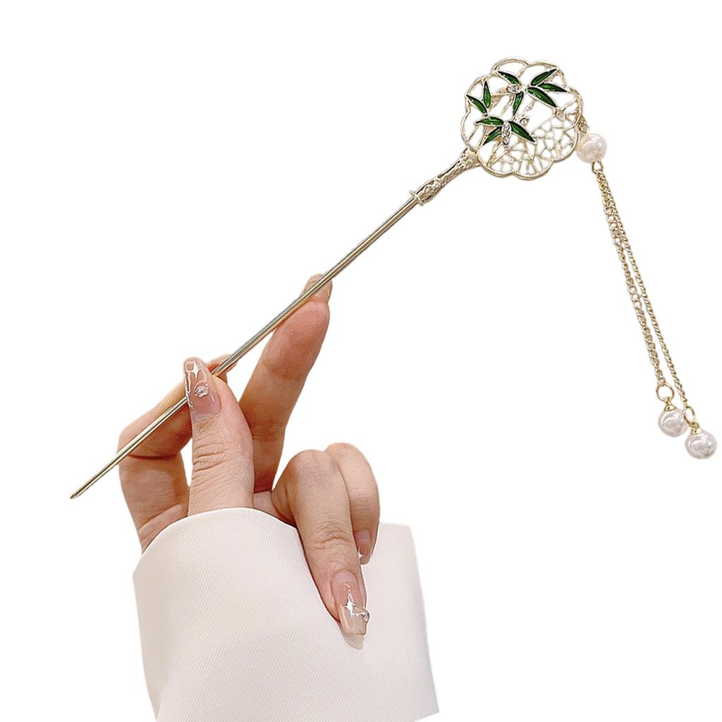 Ancient Style Metal Hair Stick For Women Elegant Hairpin For Wedding Party And Daily Use With Flower and Tassels Decors