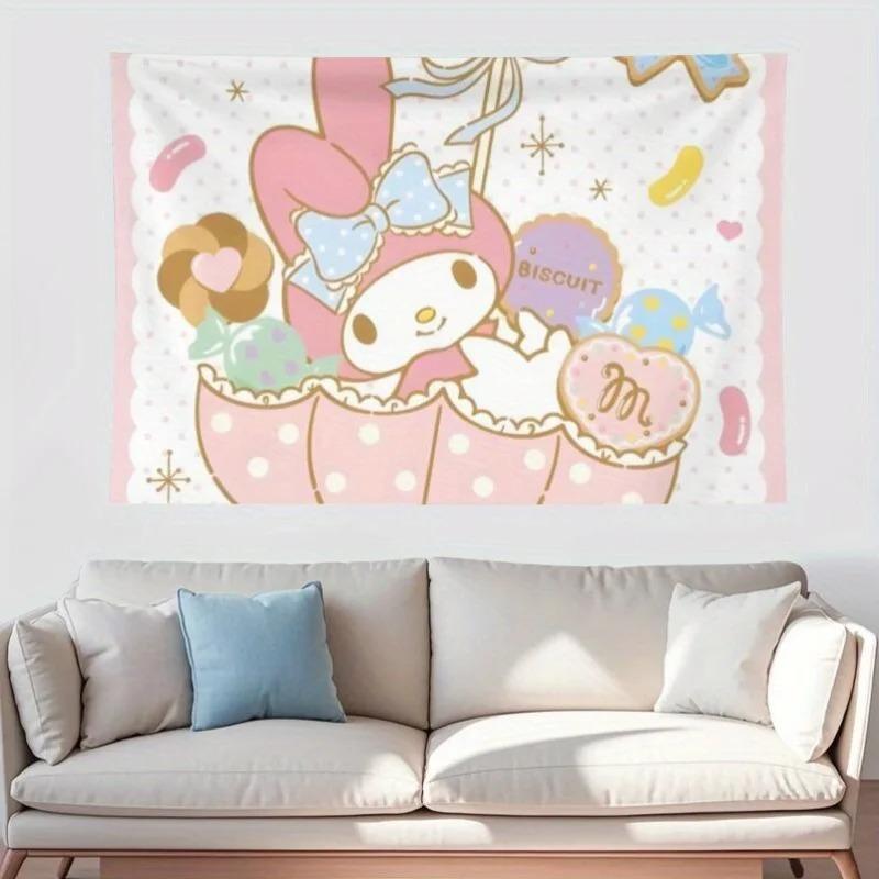 Sanrio Hello Kitty leopard print heartshaped bow print tapestry elegant background party banner fabric cute room decoration
