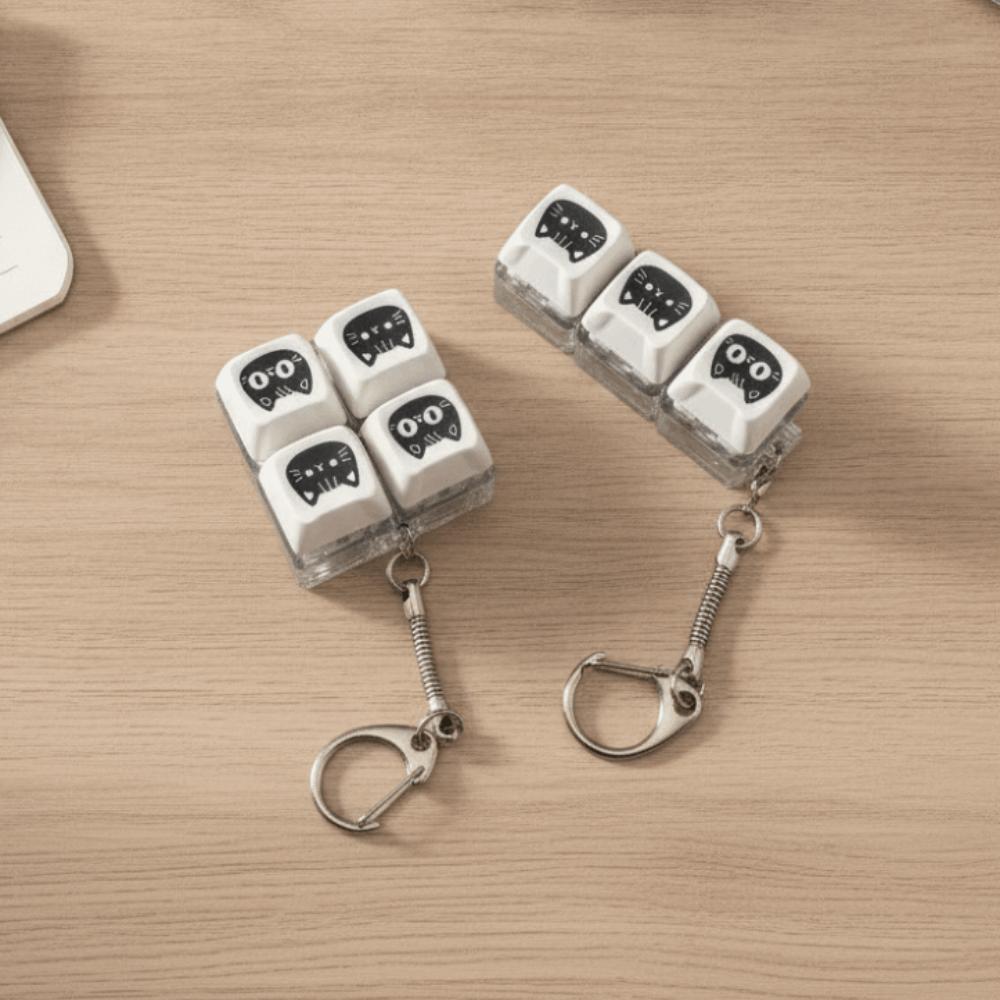 with Metal Buckle Black Cat Keyboard Key Chain Crispy Rebound Voice Keyboard Fidget Toy  Student