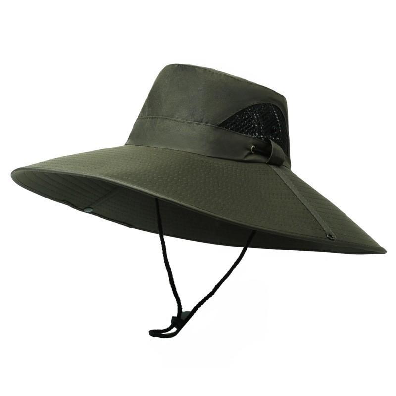 Spring and Summer New Men's Cm Sun Hat Bucket Hat Outdoor Sun Protection Hat Breathable Big Eaves Hat Climbing Hat Fishing