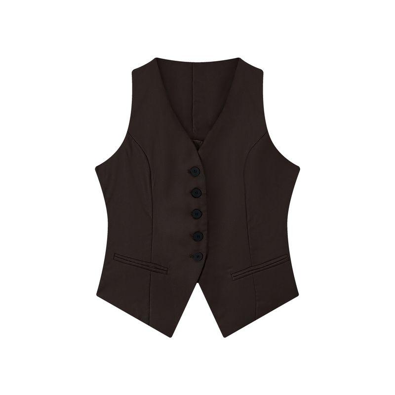 

Комплект в стиле Old Money с высоким чувством стиля: Свободные блейзеры, женский жилет, осенние брюки с высокой талией, повседневный костюм-тройка, мода Suit vest L