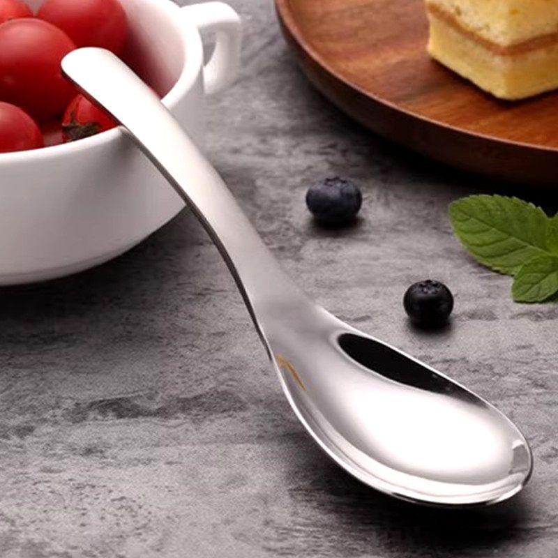 2 Extra-Thick 304 Stainless Steel Spoons for Adults and Children, Household Small Soup Spoons, Porridge Spoons, Student Rice Spoons, Soup Spoons