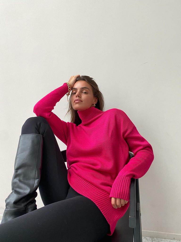European & American Women's Thick Knit Sweater - Autumn/Winter, Loose High Neck Pullover