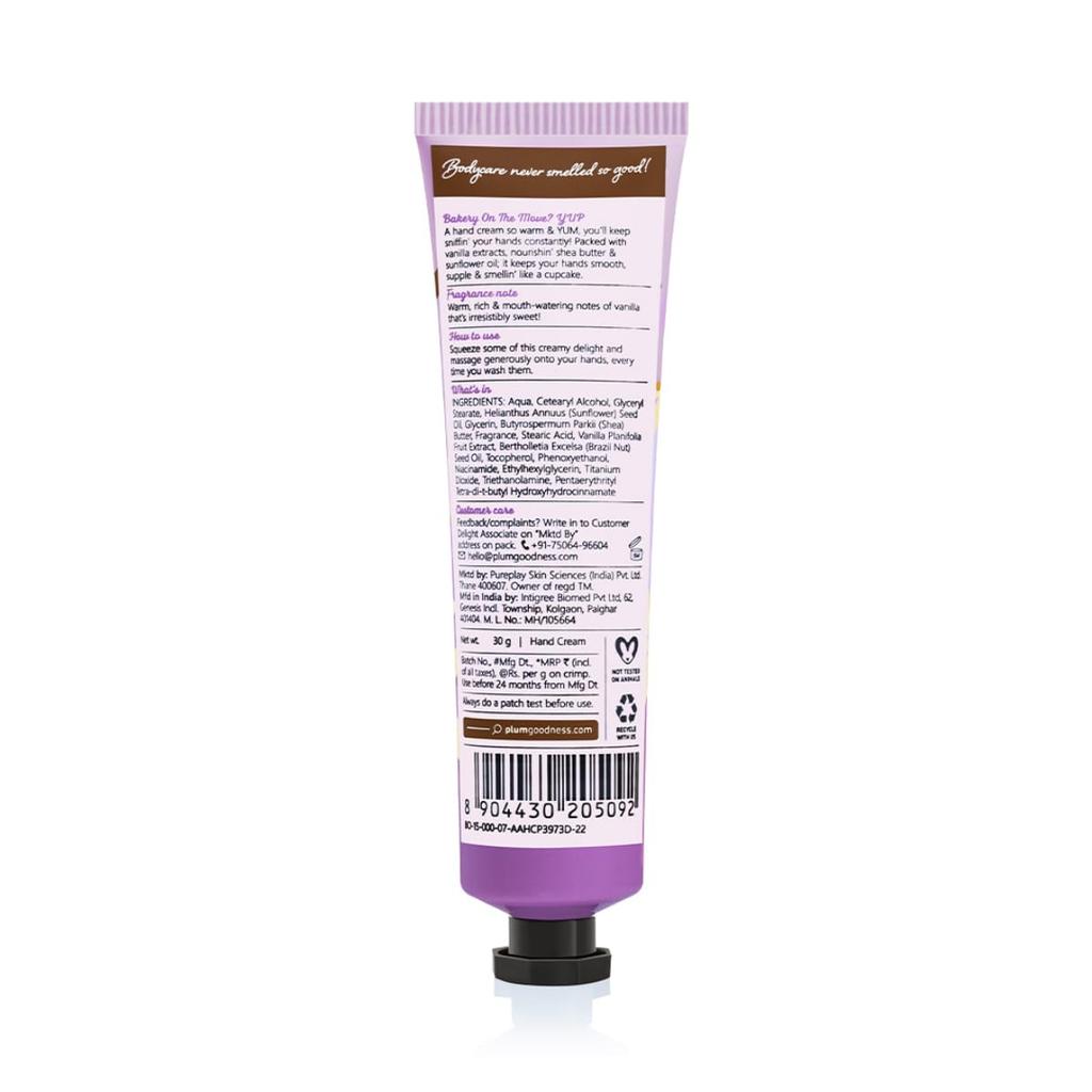 Plum BodyLovin Vanilla Vibes Hand Cream Ultra Moisturizing Lightweight Non Greasy Warm Vanilla Travel Size 30 G