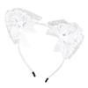 Bandeau Oreilles de Chat Blanches Joli Nœud en Gaze Exquis Bandeau Filles Accessoires Cosplay pour Halloween