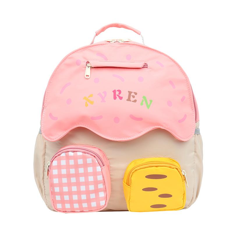 

School bag color matching baby love cartoon boys and girls backpack lightweight trendy parent-child backpack Small рожевий