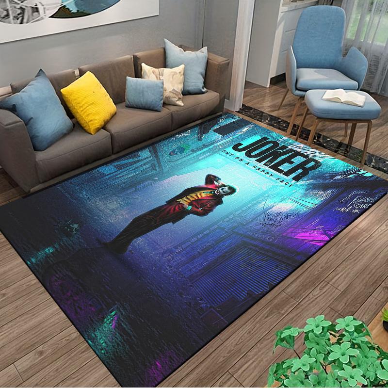 Joker Inspired Rug with Colorful Urban Vibe Suitable for use as an anti-slip game mat for living room and bedroom sofas