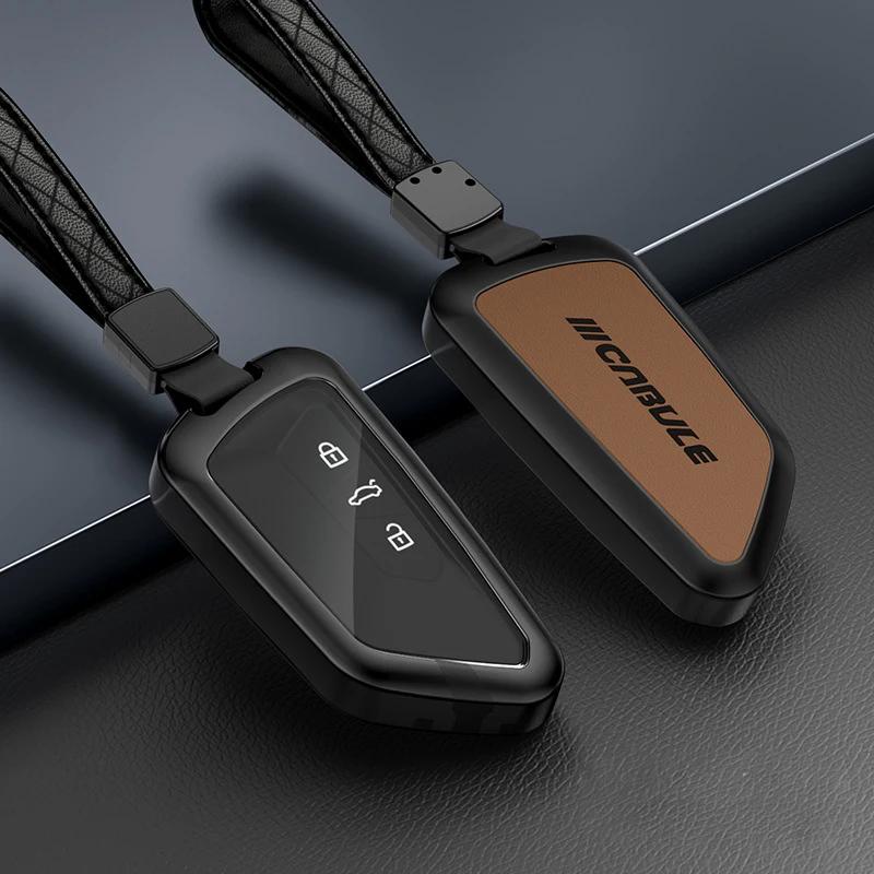Styling Mouldings Car Aluminium Alloy+TPU Key Fob Cover Case For VW Volkswagen Golf 8 Mk8 New Skoda Octvia 3/4/5Buttons 2020 202