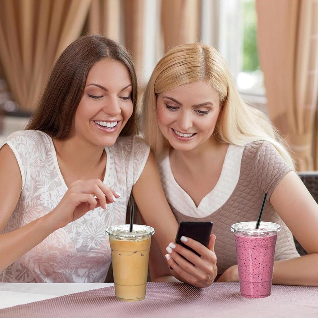 10pcs Of Transparent Cups Fit For Gatherings Dinners With Small Lids Disposable Cups For Iced Coffee Smoothies Milkshakes