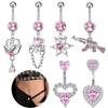 Anello Ombelico a Forma di Cuore Ornamento Goccia d'Acqua 14G Bilanciere Piercing Ombelico Pendente Belly Nombril Piercing Gioielli Donna