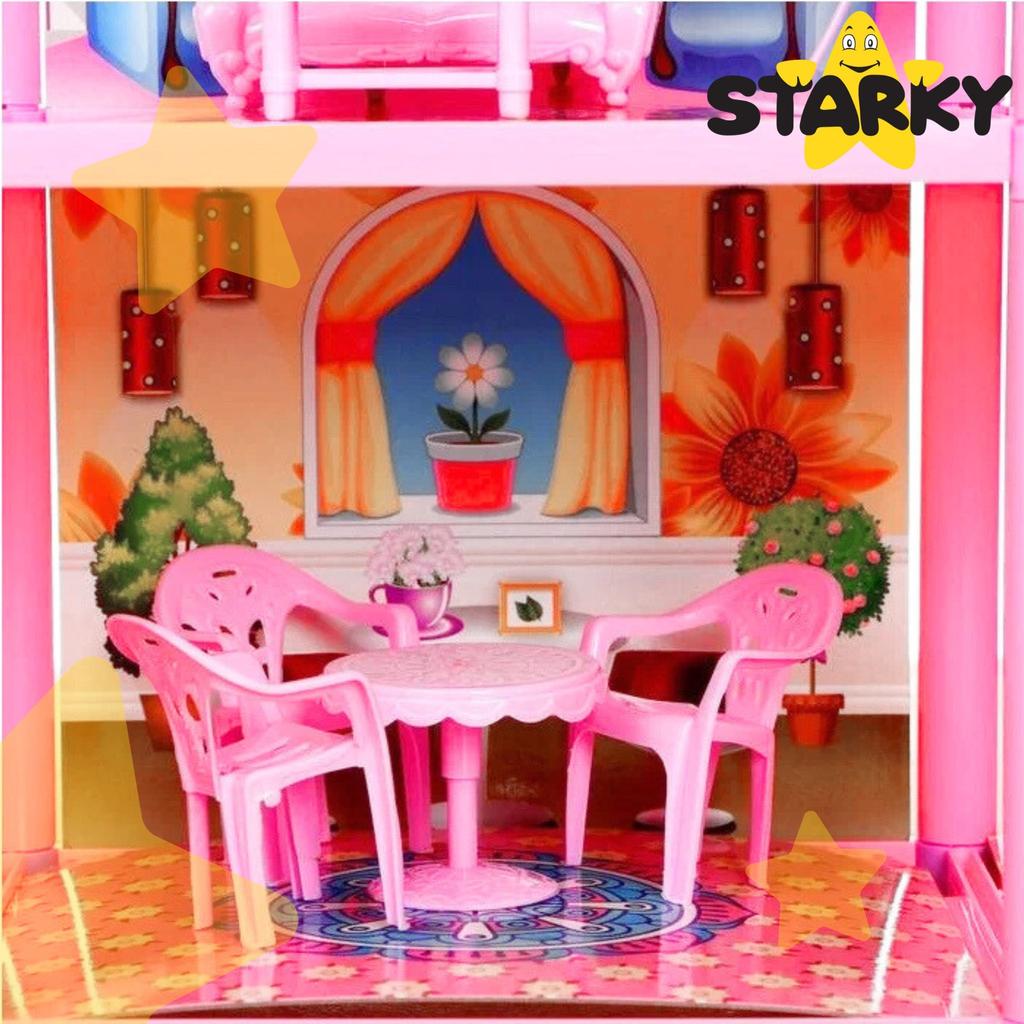 Dollhouse furniture accessories set 129 pcs villa pink gift for a girl