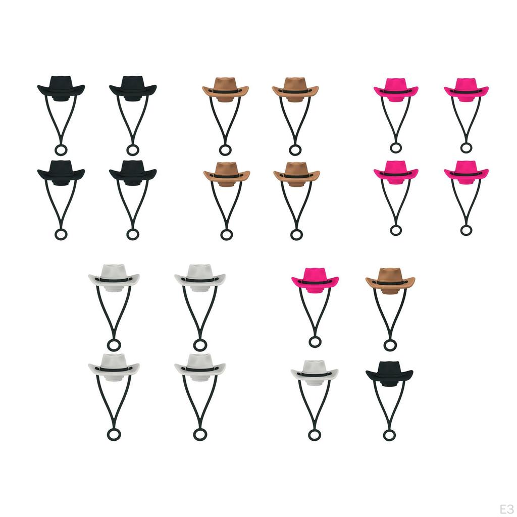 4 Pieces Cowboy Hat Cover Cap for 6mm-10mm, Cowgirl Silicone Topper Protector Lid, Cute Funny
