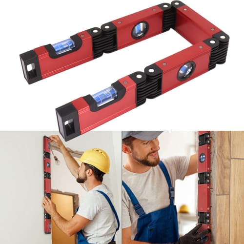Folding Level, Multifunctional Folding Level Measuring Tool, 4 Level Bubbles 45 90 180, Multi-Angle Magnetic Level Tool for Carpentry and Woodworki