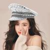 Gold Strass Kapitänsmütze für Hochzeit Mode Hut mit breiter Krempe Karneval Partyhut Damen Braut Fedora Hut Rollenspielhut
