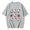 2026 New Arrival Kawaii Hello Kitty Strawberry Apple Print Couple T Shirts Casual Family Matching Outfits Parentchild Tees Tops
