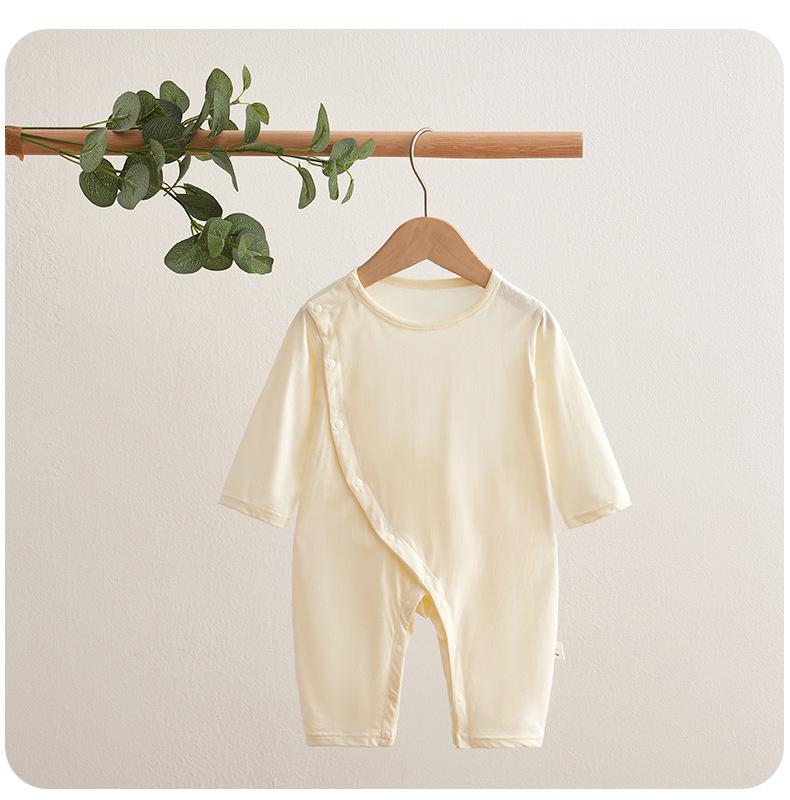 Tagless Double-Layer Cotton Newborn Bodysuit - Breathable, Thin Pajamas for Spring & Autumn