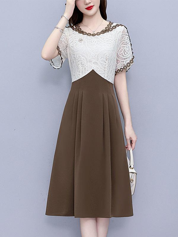 

Elegant Summer Two-Piece Slimming Dress for Fashionable Mothers L