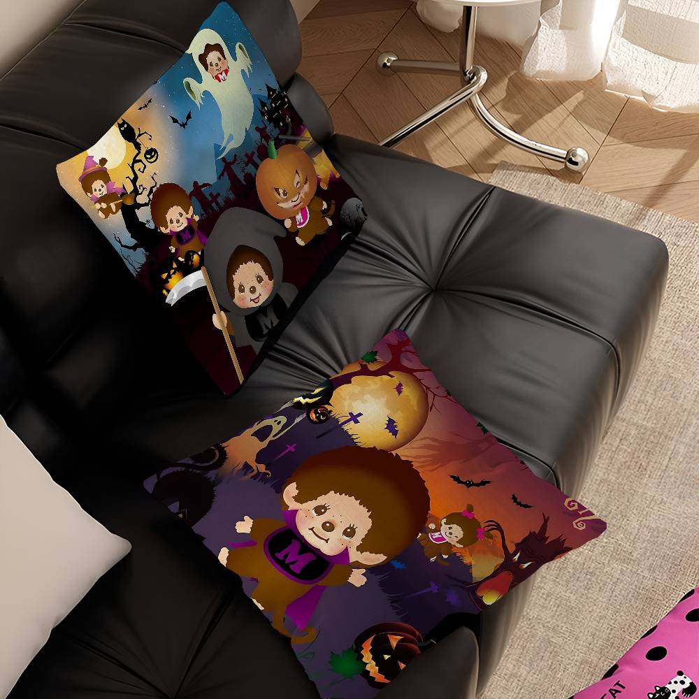 Cute M-monchhichis-s Cushion Cover Pillowcase Upholstery Sofa Throw Pillow Home Decor Pillowcas