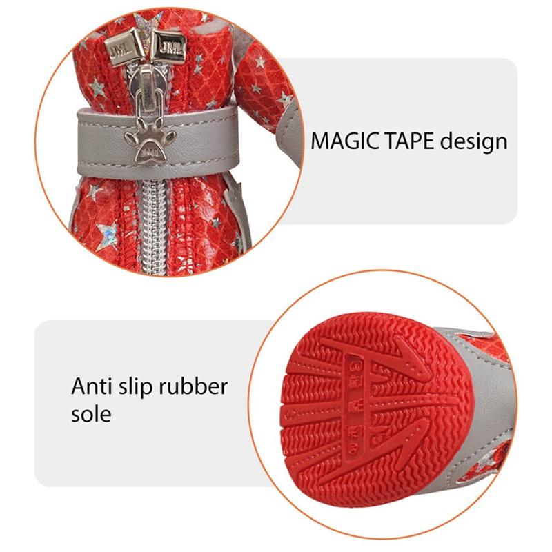 Warm Winter Pet Dog Boots Cozy Plush Lining Skidproof Soft Snow Play Anti-Slip Sole Paw Protectors for Small Medium Puppy Shoes