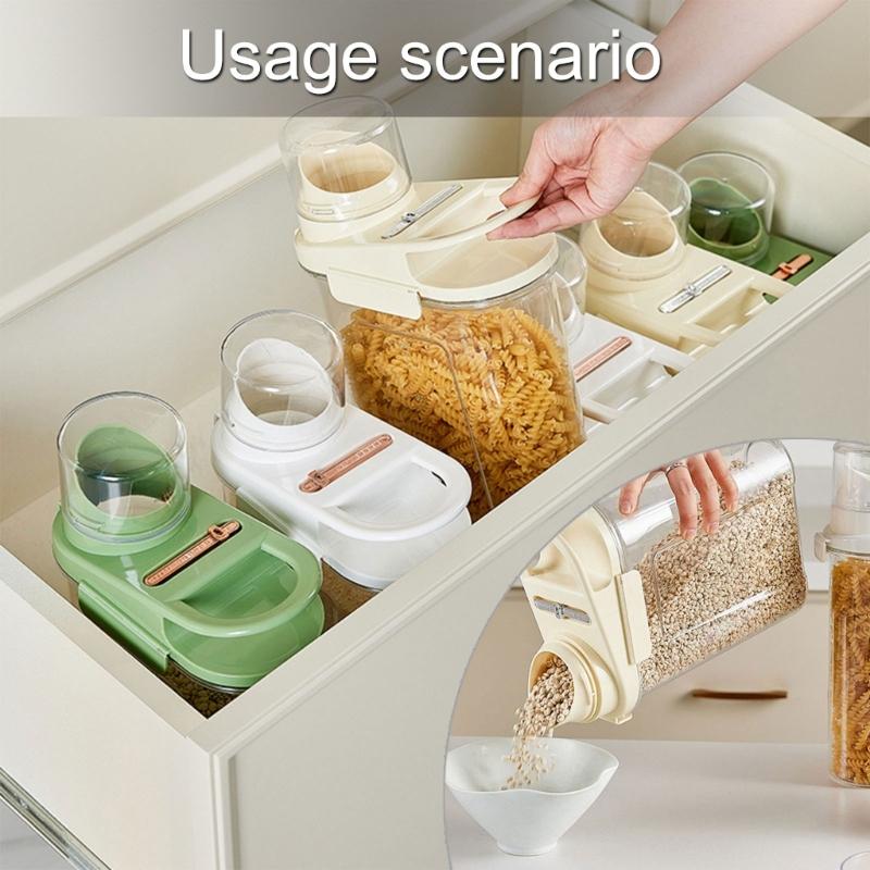 Convenient Food Organizer Clear Plastic Rice Bin with Sealed Rings for Dry Goods Rice Bucket for Household Kitchen Use