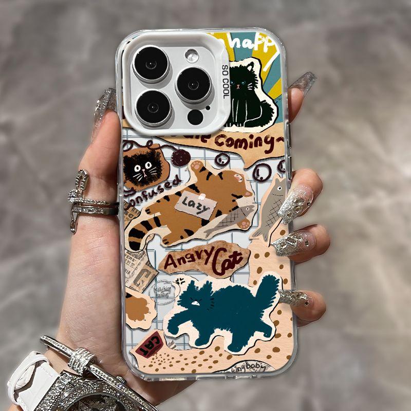 

Черный и белый кот iPhone 15/14/13 Apple 12 Promax минималистичный XR 7/8P мягкий чехол iPhone XR