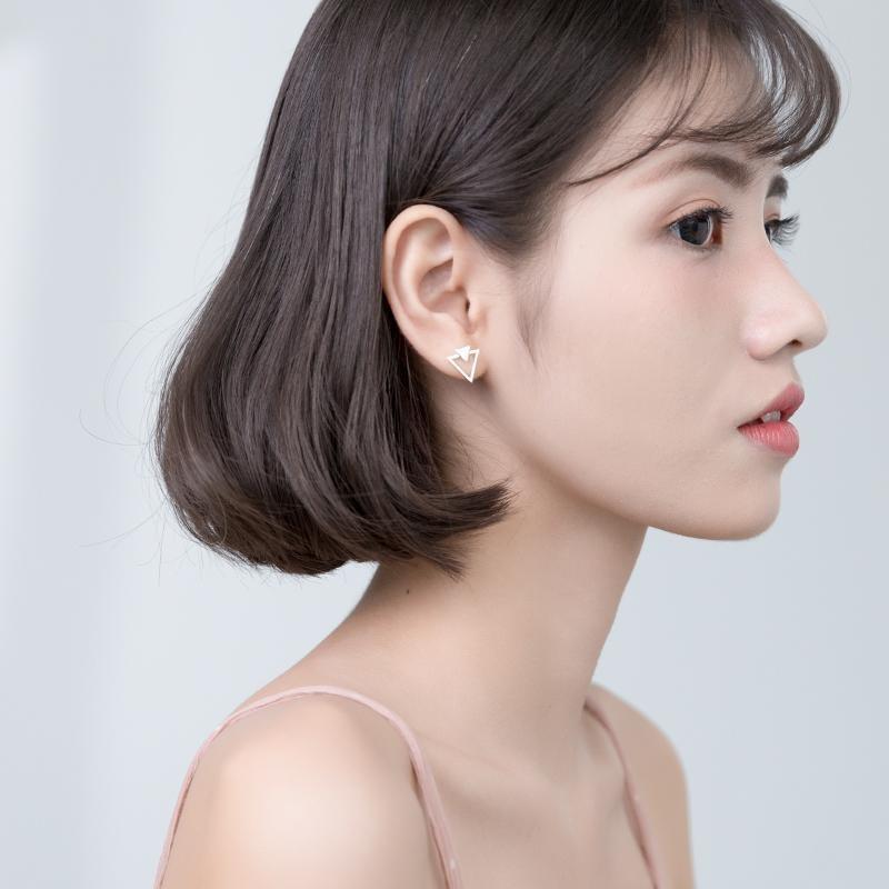 Fashion Hollow Triangle Geometric Stud Earrings For Women Simple White Gold Plated Ear Jewelry