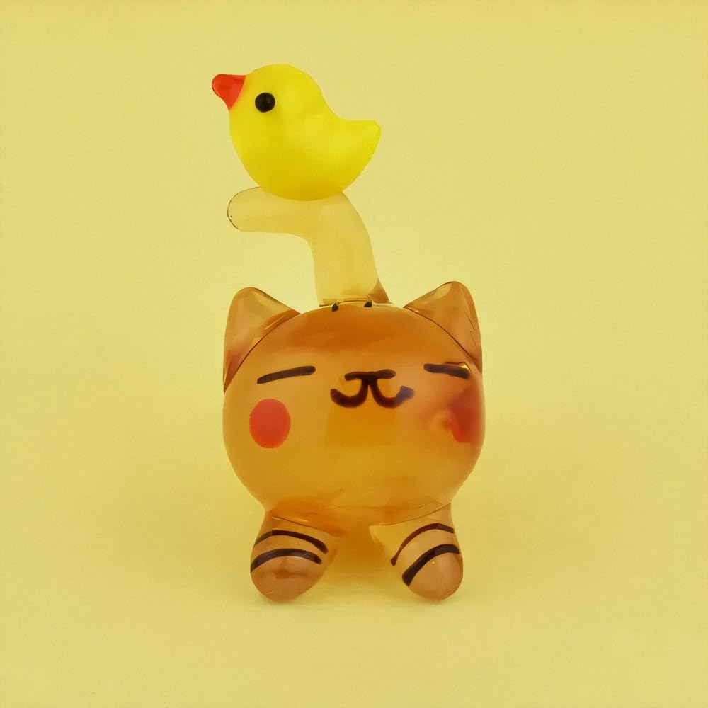 Four Cart Cute Handmade Glass Craft: Lying Tiger and Chick