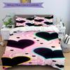 3Pcs Neon Hearts Printed Bedding Set, Breathable And Soft, Machine Washable, Christmas Gift, Suitable for Bedroom Decoration, 15171