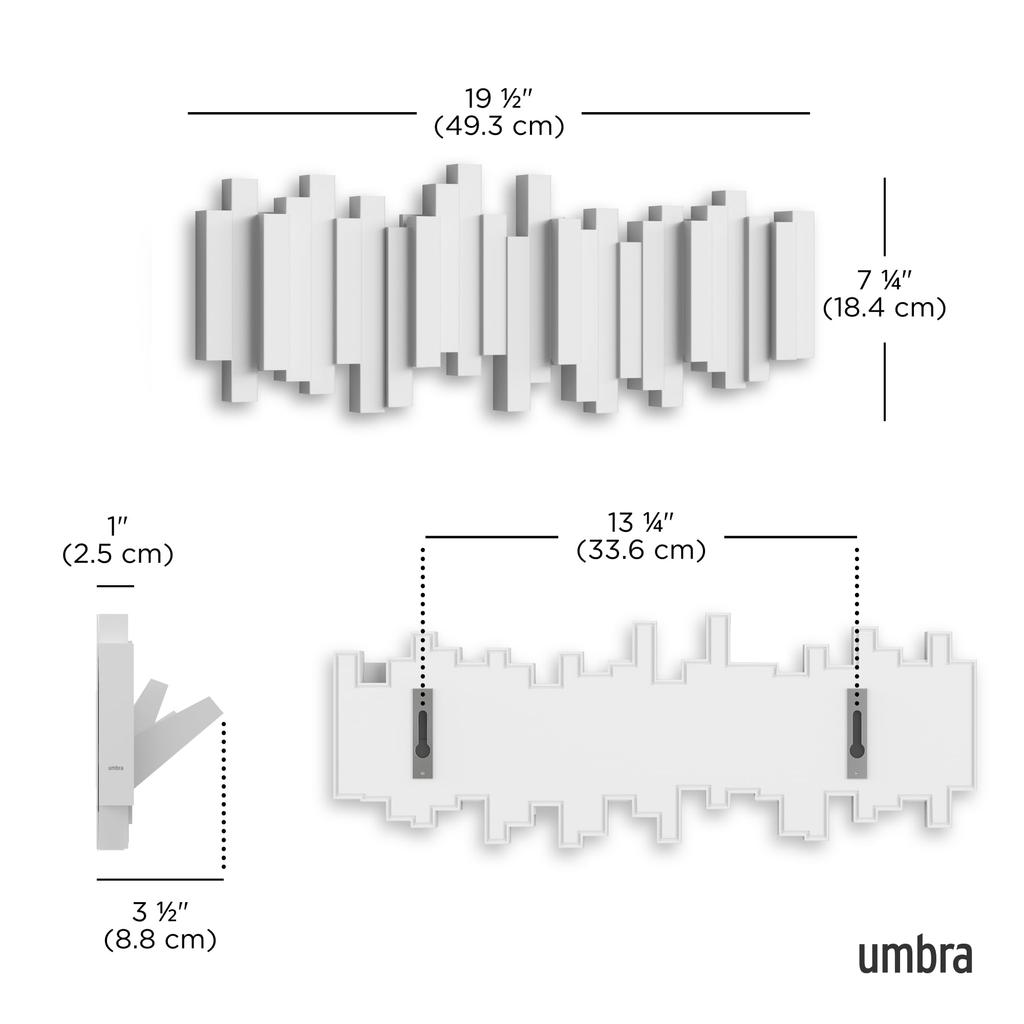 Umbra STICKS MULTI HOOK Wall Storage Wall Hanger Hook, White,