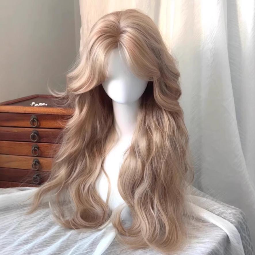 Natural-Looking Golden Long Loose Wave Wig-Heat-Resistant Synthetic Fiber with Realistic Hairline for Daily,Party&Cosplay