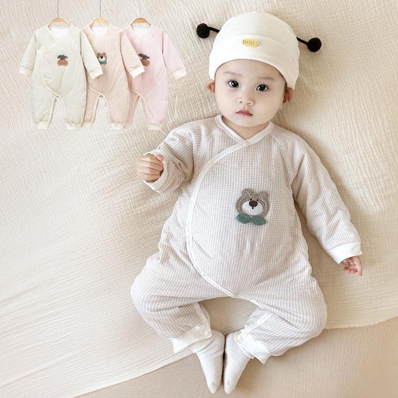 Pure Cotton Butterfly Baby Romper - Warm & Lightweight for Autumn/Winter
