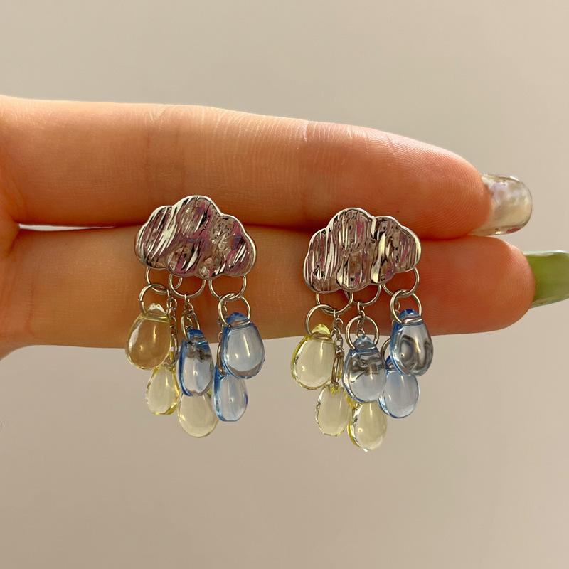 

Корейские красочные серьги неправильной формы с облаками, модные серьги-капли с кисточками из бисера для женщин, персонализированные аксессуары для ушей, ювелирные изделия, подарок аэро