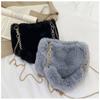 Fashi Women Fluffy Shoulder Bags Female Winter Chain Underarm Bag Solid Color Handbag Soft Plush Handle Bag