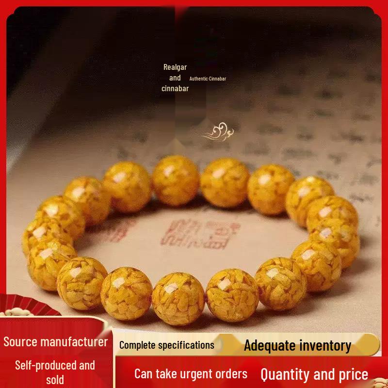 Unisex Cinnabar & Realgar Mineral Bracelet: Peaceful Handcrafted Buddhist Beads Jewelry - Birthday Gift