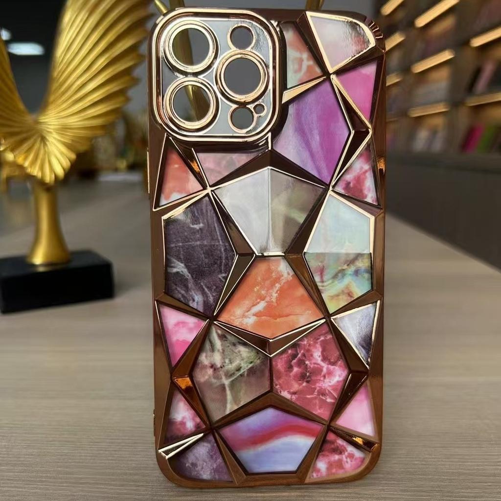 Applicable To IPhone16 Transparent Mobile Phone Case Apple 13/14 Diamond Pattern Flash Diamond TPU Soft