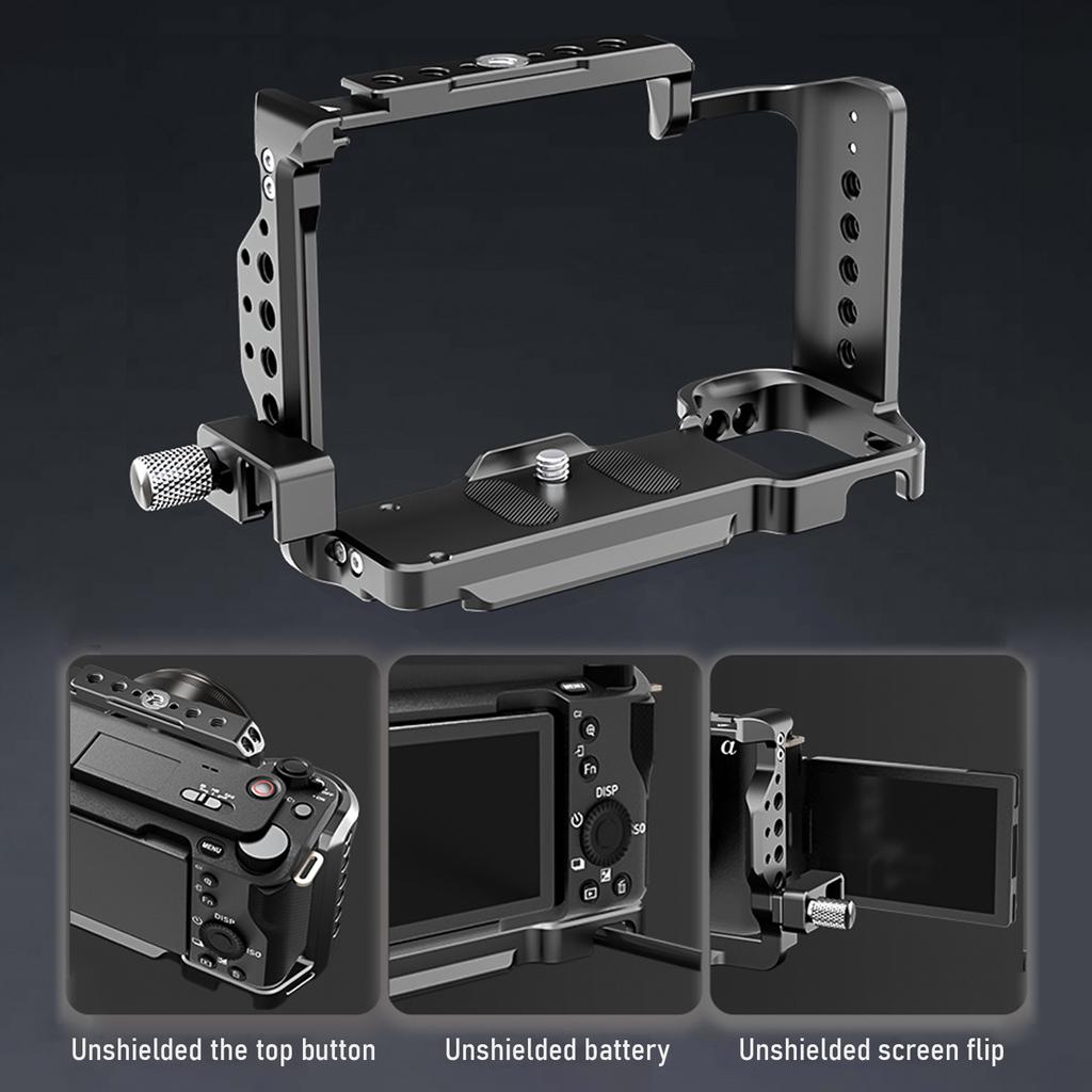 Poyinco JN-098 Camera Video Cage Camera Cage Aluminum Alloy with Cold Shoe Mounts 1/4 Inch Threads