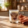 Bicchiere in Vetro Mucca delle Highlands, Bicchiere Termico Acquerello Floreale Dipinto a Mano, Tazza Trasparente per Latte Caffè Whiskey, Regalo per Amanti degli Animali